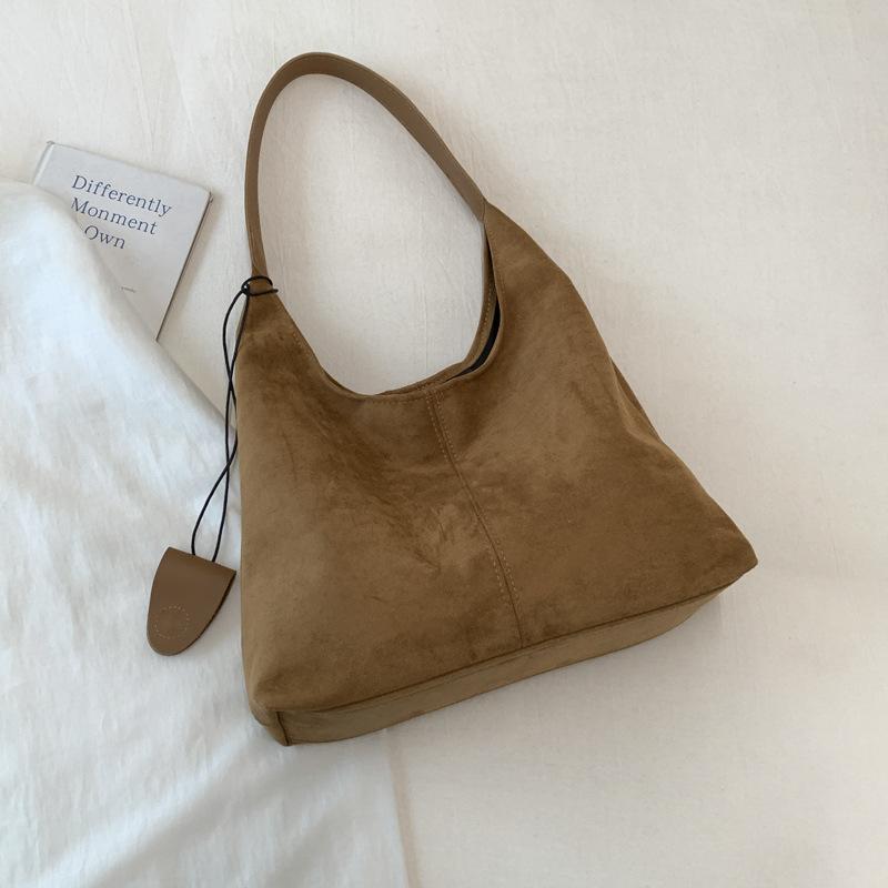 Herbst Retro Tasche Damen Maillard Stil Wildlederoptik Tragetasche Große Kapazität Pendler Freizeit Einzelne Tasche