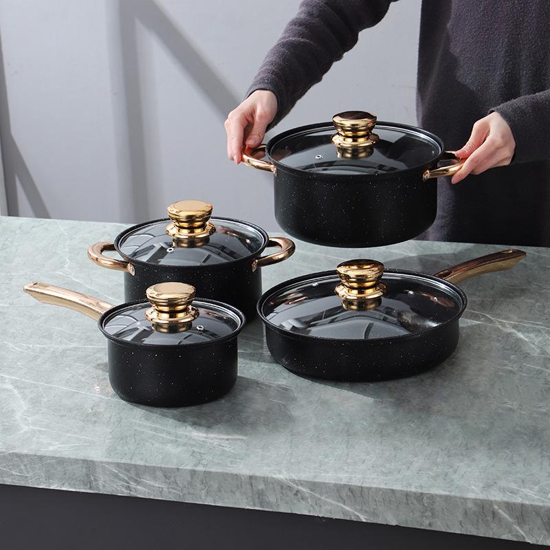 

Maifan Stone Non-stick Cookware Set for Induction Cookers - Low Smoke Household Pans.