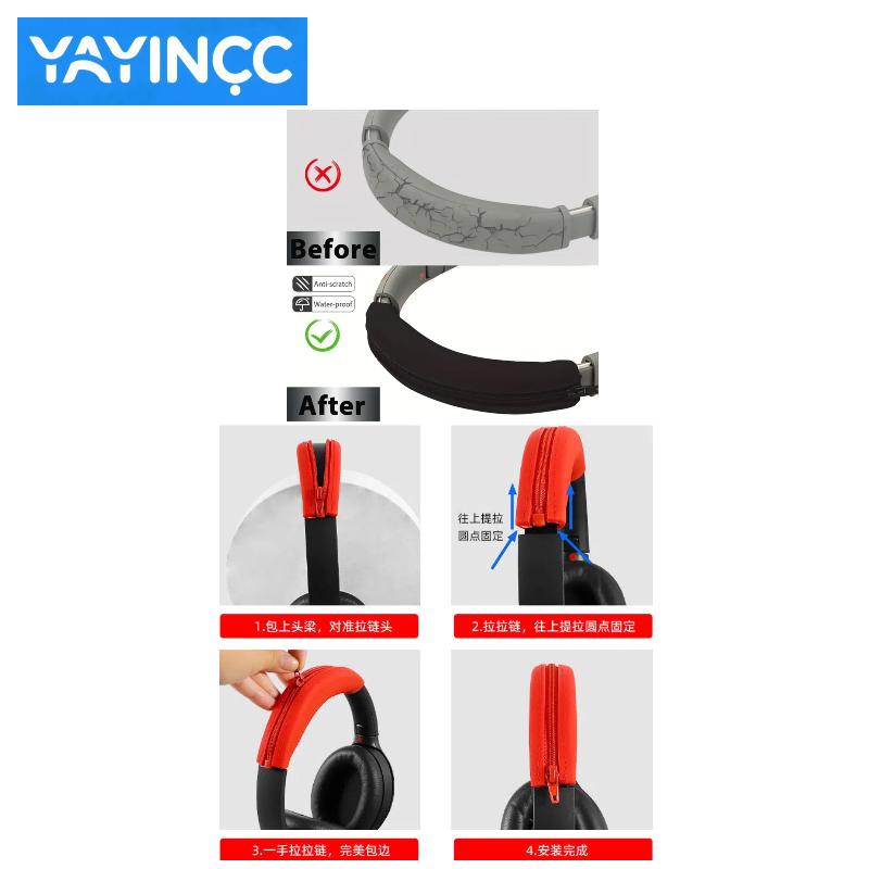 YAYINCC Replacement Soft Foam Cushion Ear Pads / Silicone zipper head beam protective cover for SONY WH-XB910N Gaming Headset