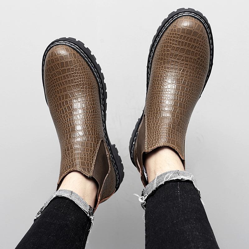 Стильные кожаные мужские высокие уличные ботинки 2024 Новое поступление Универсальные — фото 7