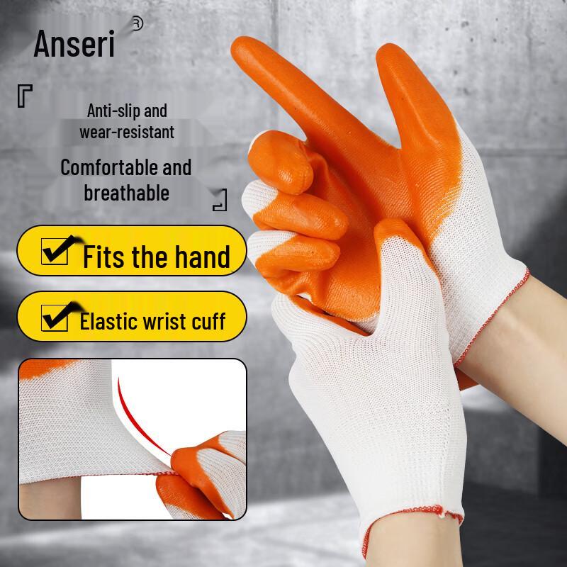 PVC Coated Work Safety Gloves - 12 Pairs