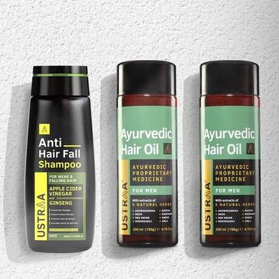 Ayurvedic Hair Oil 2 X 200ml - (Set of 2) | & Anti Hair Fall Shampoo 250ml - Clinically Tested To Reduce Hairfall by 64%
