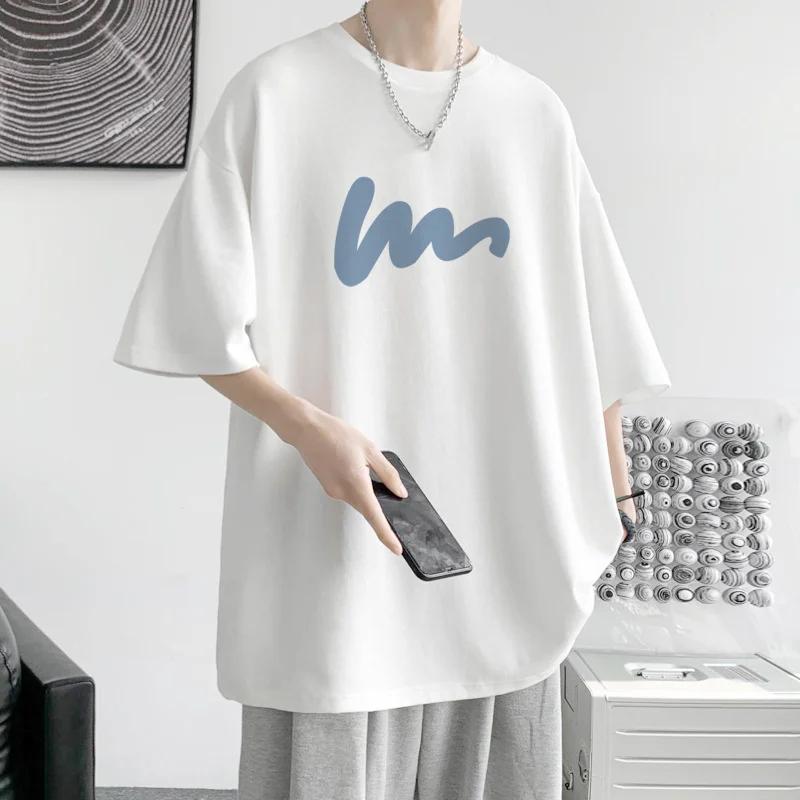 Men's Cotton Oversized T-shirt Loose Tops Tshirts For Clothing Breathable Casual Pattern Short Sleeve Tees Streetwear Recommend