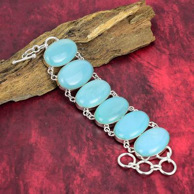 Amazing Aqua Chalcedony Gemstone Bracelet, 925 Solid Sterling Silver Jewelry, Handmade Adorable Gemstone Jewelry Gift For Women