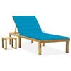 Day and Night - Day and Night Garden Lounger with Impregnated Pine Wood Table and Cushion