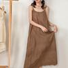 Spring/summer Day Mori Woman Fresh Sweet Solid Color Dress Embroidered Loose Waist with Waistband Base Long Dress