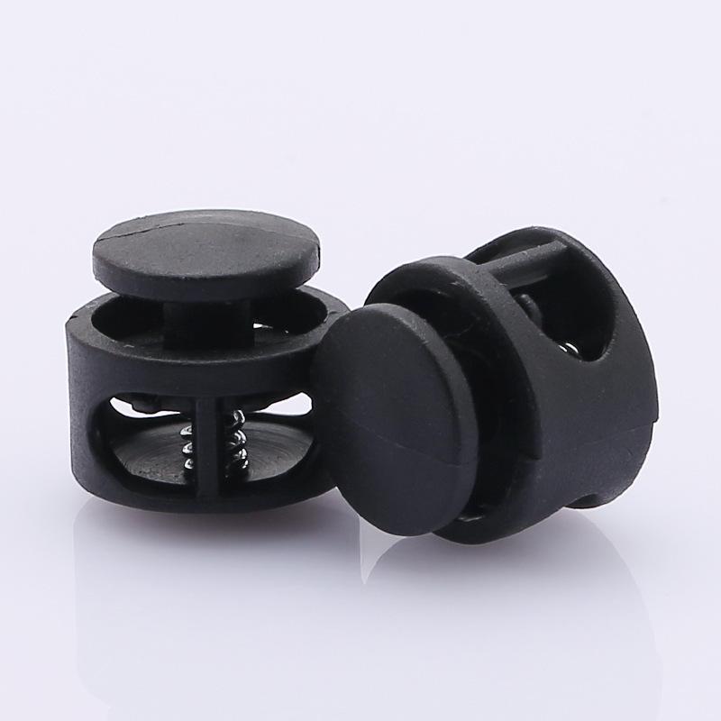 Double Hole Spring Cord Locks for Shoelaces and Bags 14 mm 17 Round Plastic Toggles 16 Colours