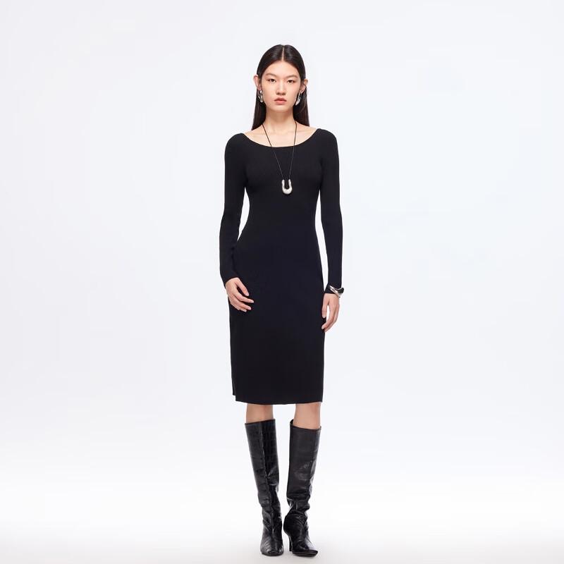 VEROMODA Women's Lamb Wool & Silk Blend Detachable Shawl Knit Dress