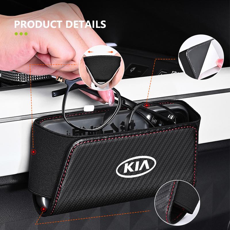Leather Car Door Organizer Phone Sun Visor Glasses Key Storage Bag For KIA Rio K5 K2 Sportage Ceed Sorento Picanto Stinger Soul