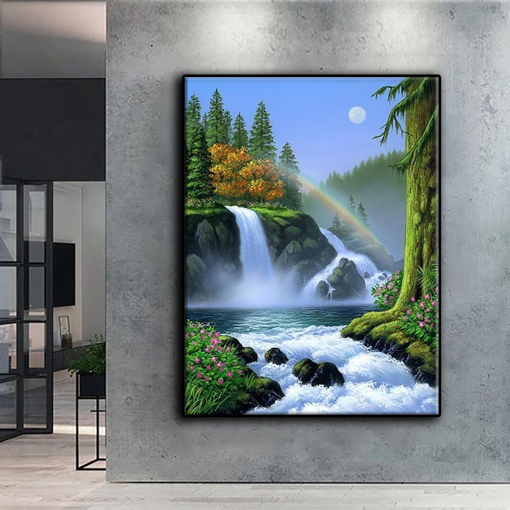 Diamond Embroidery Scenic Waterfall  5D DIY Diamond Painting Cross Stitch Rhinestone