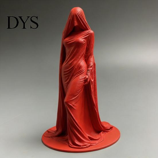 Stylish Desktop Display Statue Veiled Lady Ghost Statue, 3D Printed Shrouded Woman Sculpture, Gothic Hooded Mysterious Masked Figure Reaper Figurine,