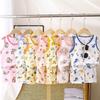 Kids Cartoon Sleeveless Vest And Shorts Pajama Set Boys Girls Summer Thin Home Clothes Two Piece Outfit For Baby