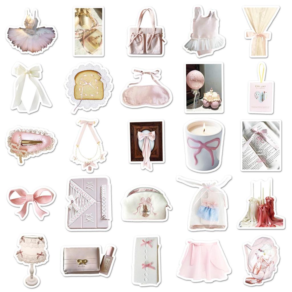 Ballet-Inspired Pink Heart Stickers: 50 Sheets for Water Bottles, Phone Cases, Laptops & DIY Projects