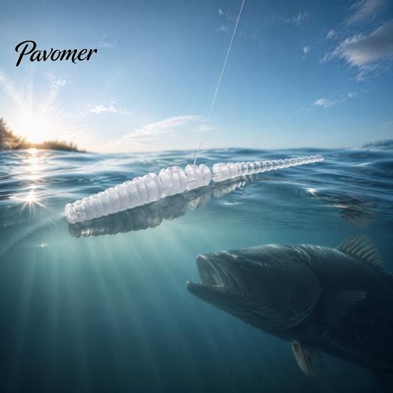 Flexible Soft Lures 50Pcs Bionic Worm Bait, 40MM/0.37g 50MM/0.45g Artificial Lure with Needle Realistic Baits Tail, Swim for Freshwater Saltwater