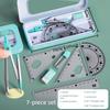 7pcs Student Geometry Tool Set Pastel Color Compass Protractor Ruler Kit with Case for School Drawing & Math Homework