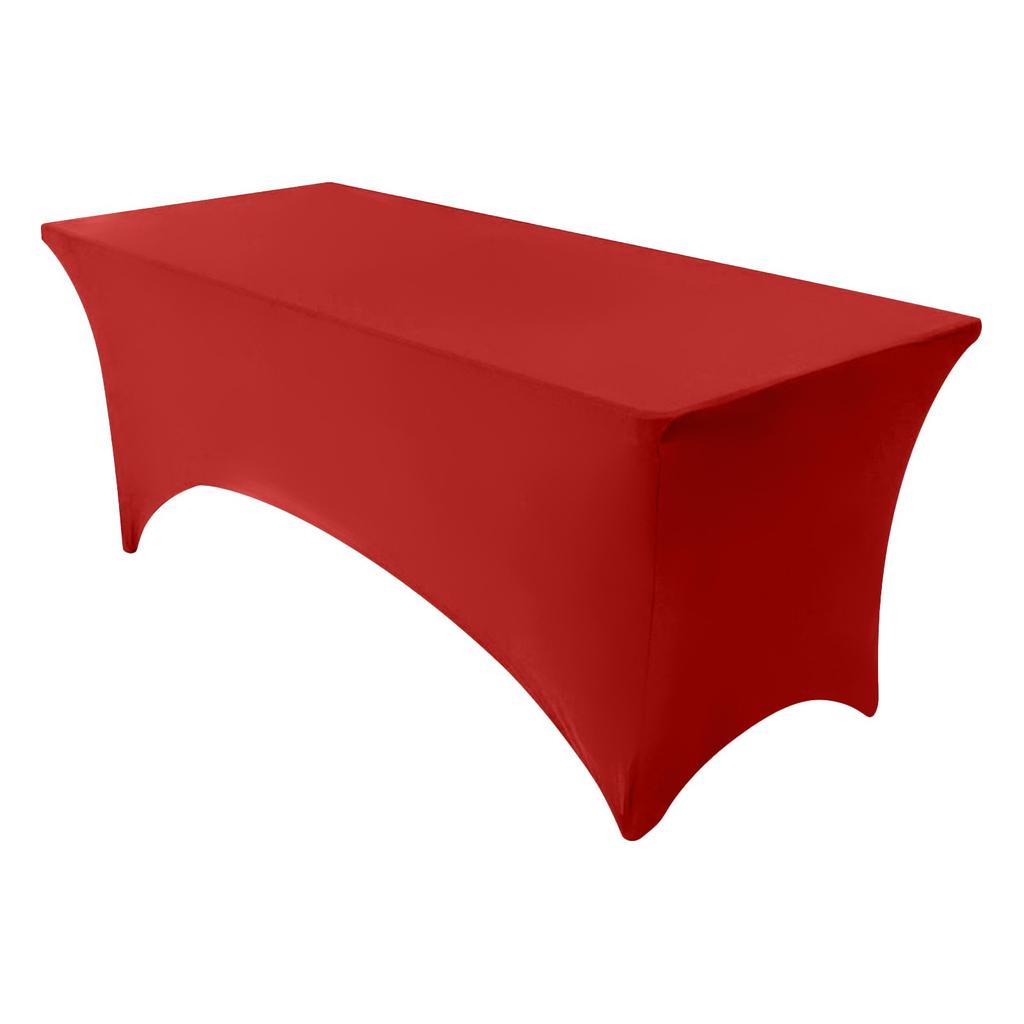 6 Ft Stretch Fitted Tablecloth Elastic Tablecloth With Leg Pockets Festive Table Decorations  (Red)