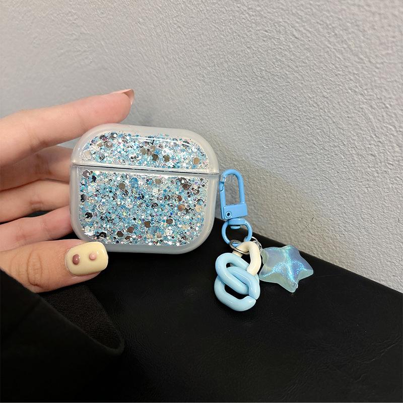 Glitter Earphone Case Airpodspro 2Nd Generation Protective Case Apple Airpods3/4 Star Pendant Women'S Model