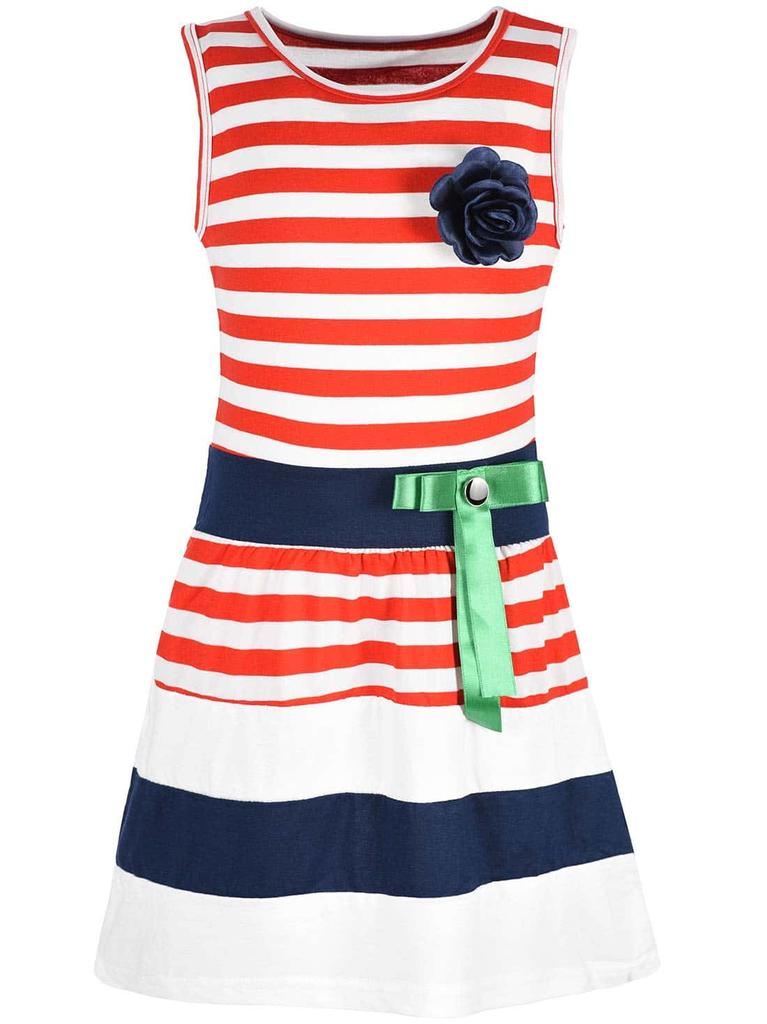 Girls Summer Dress Striped with Bow