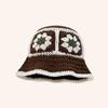 2023 Autumn New Crochet Korean Handmade Bucket Hat Women Weaving Knitted Hat Y2k Fashion Flowers Autumn Winter Beanies Basin Cap