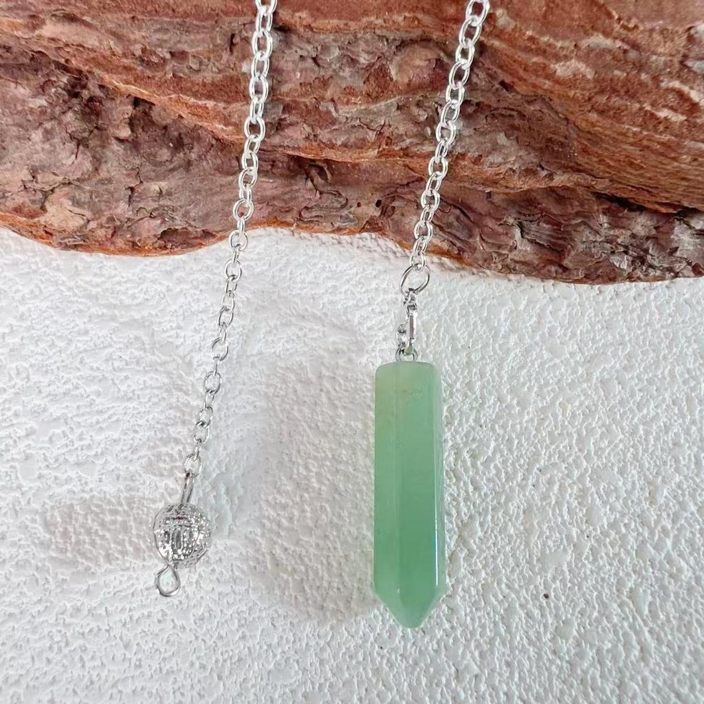 Natural Stone Hexagonal Pendant Necklace - Large Crystal Bullet Clavicle Chain for Women