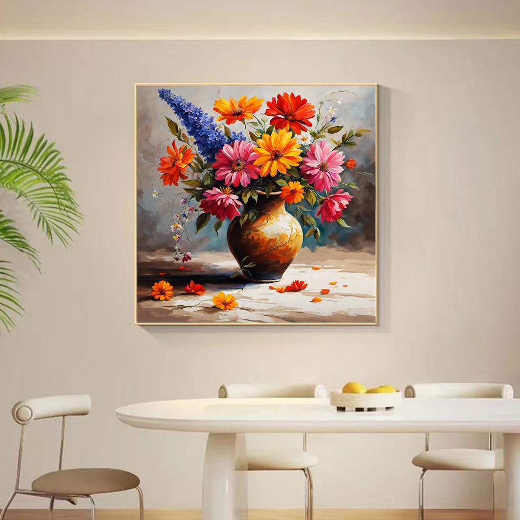Aster Blumen Vase Kunstdruck Poster, Bunte Blumen Botanische Heimdeko Buoquet Kunstwerk, Moderne Wohnzimmer- und Schlafzimmerdekoration