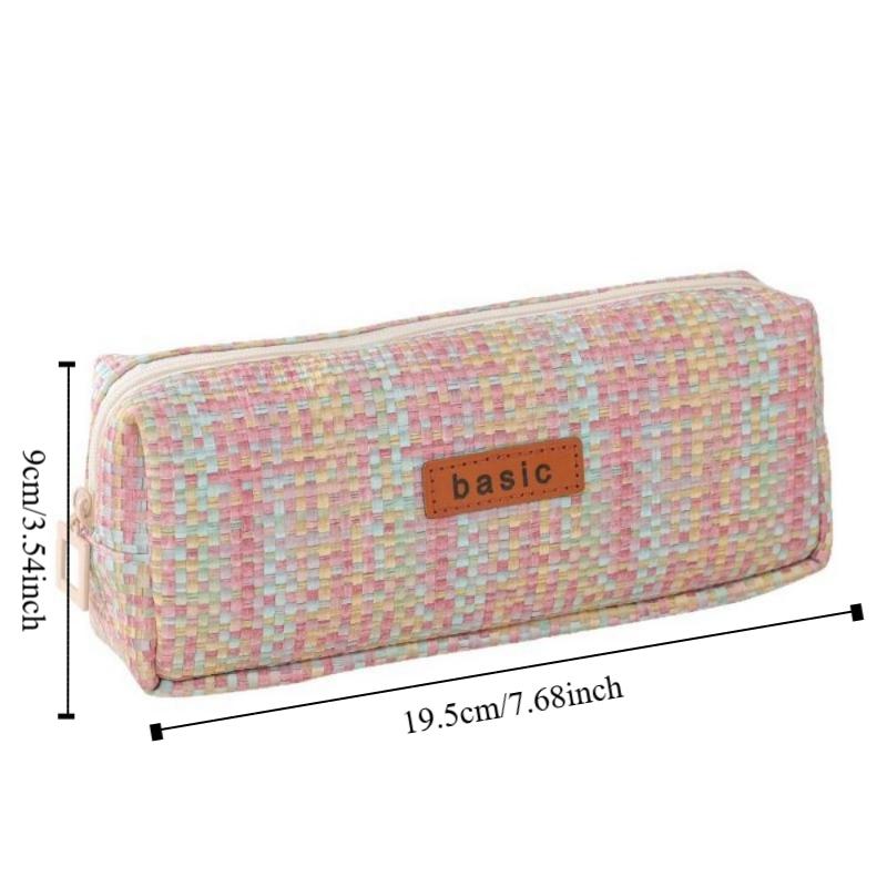 Large Capacity Cosmetic Storage Bag INS Simplicity Pen Bag Stationery Bag Woven Pencil Case Travel