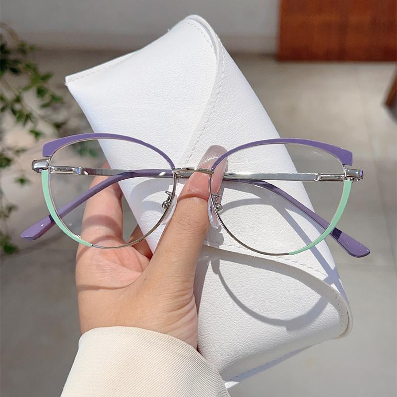 Women Cat Eye Glasses New Fashion Multi-color Rim Blue Light Blocking Sweet Eyeglasses Trendy Stylish Design Eyewear