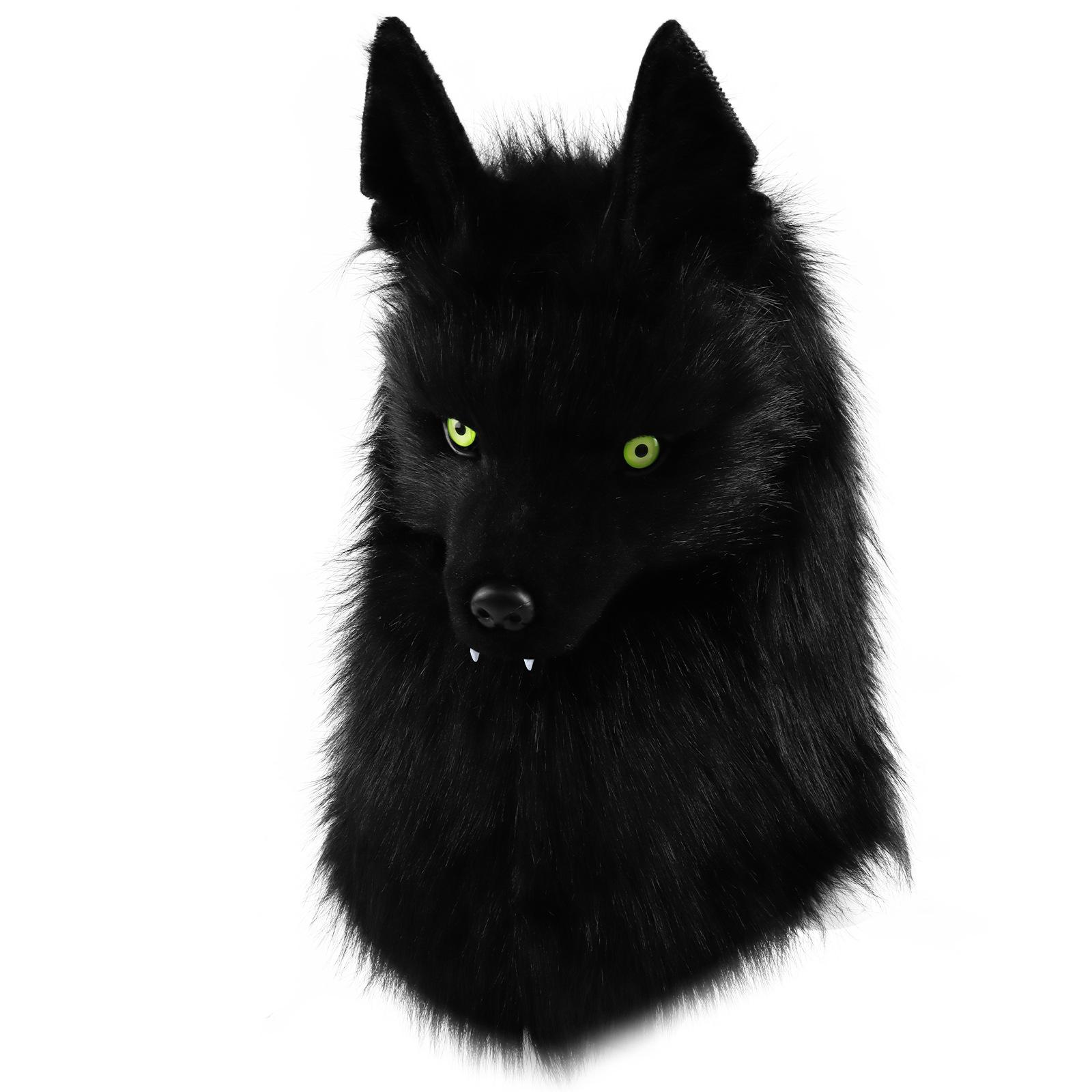 

Halloween Party Simulated Plush Canine Wolf Head Half-Face Mask Viking Medieval Costume Headgear Prop чёрный