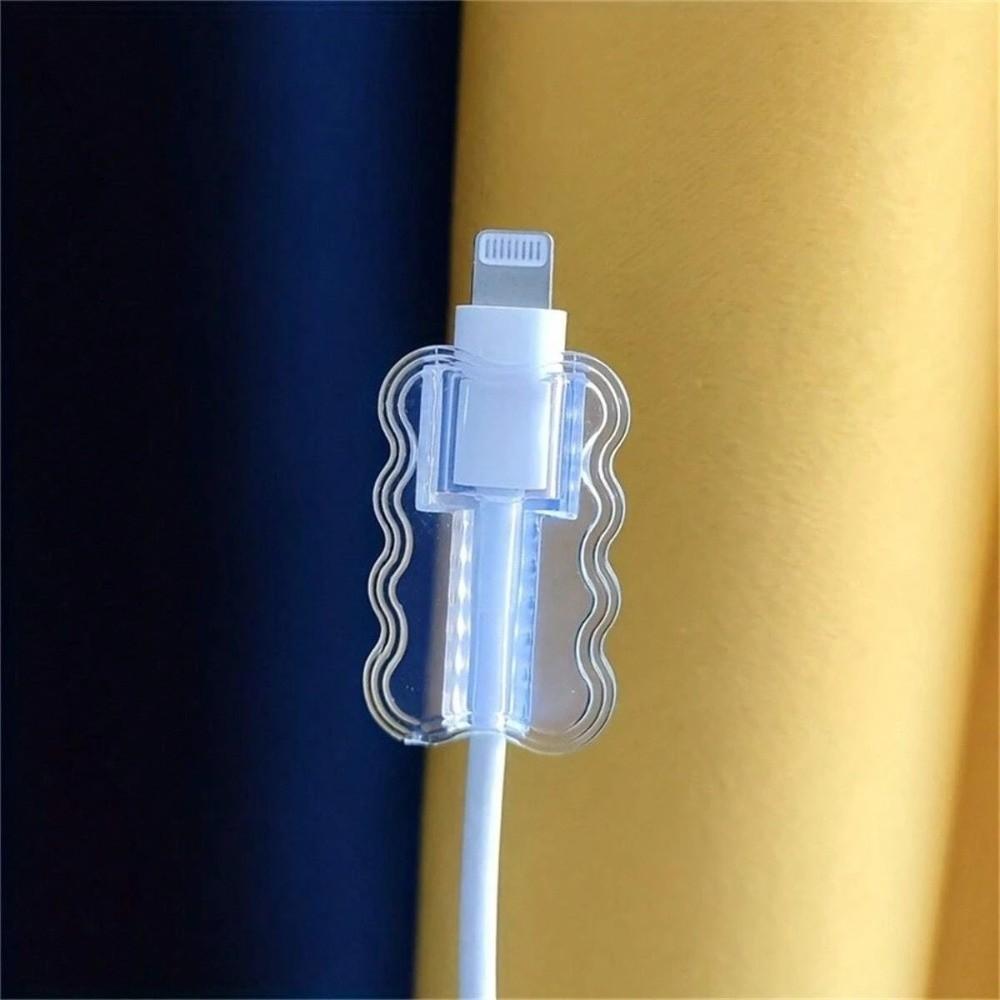 5Pcs Transparent Data Cable Protector Double Layered Waves Data Cable Sleeves New Cord Saver