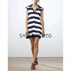 Spring and Summer New Women's Clothing Minimalist Wind Zipper Ornament Stripes Knitting Sleeveless Lapel Short Dress 9598081