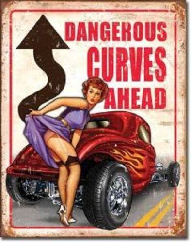 Legends Hot Rod Street Rods Rat Weathered Dangerous Curves Metal Tin Sign NewAluminum 20x30cm(7.8x11.8inch)