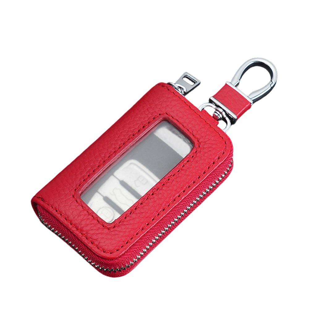Universal Leather Car Key Bags Zipper Classic Key Pouch Hook Keychain Holder Men Women
