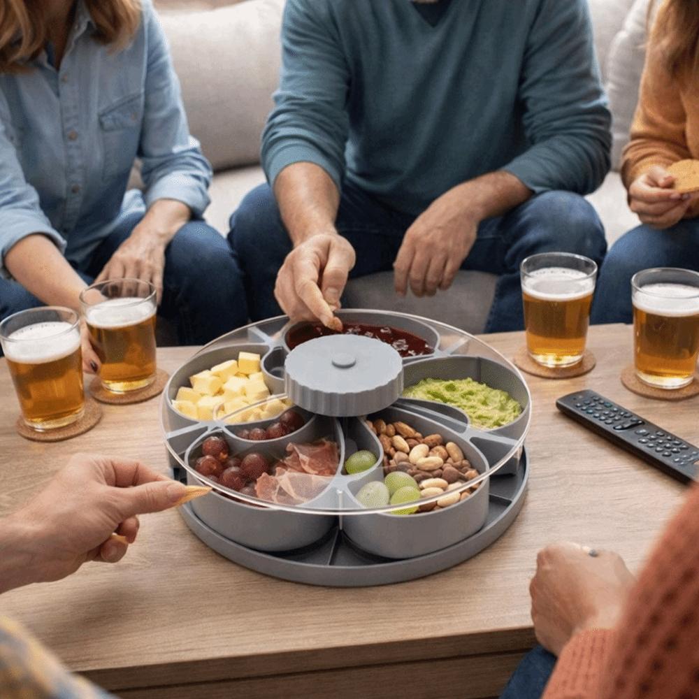 Bandeja Giratória de Lanches com Múltiplos Compartimentos Prato Giratório de Compartimentos Aperitivos de Festa
