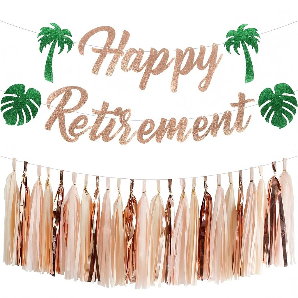 Retirement Theme Party Banner And Tassel With For Summer Event And Background Decor