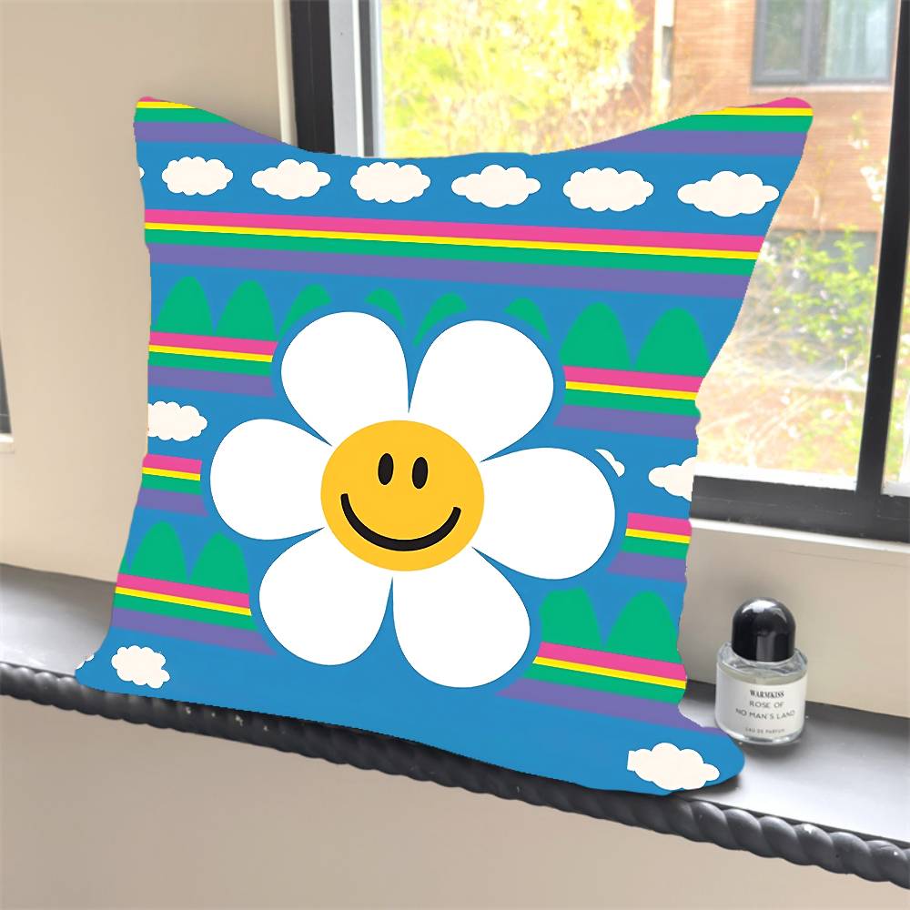 1PC W-Wiggle Wiggles Smile Flower Pillow Case Square  Bedroom Sofa Leisure Comfort Cushion Car Home Decoration Pillowcase 40x40