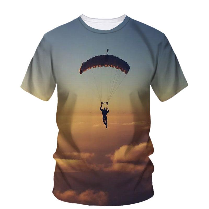 

Трендовая футболка с 3d принтом парашюта и параплана для мужчин, летние модные уличные футболки, классические футболки с короткими рукавами и круглым вырезом больших размеров XL