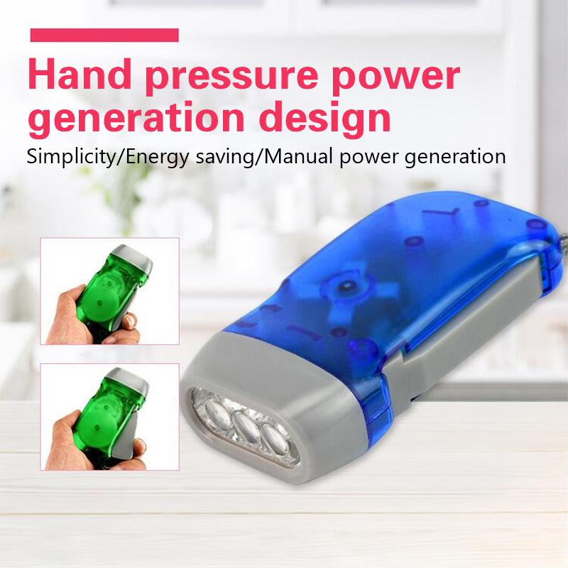 Sell Outdoor Led Manual Pressure Generator Crank Flashlight No Battery Flashlight Camping Light Lamp Emergency Survival Tool