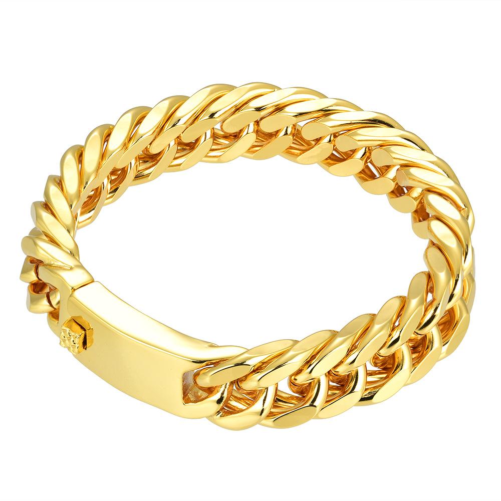 Accessories Men'S Stainless Steel Four-Way Grinding Chain Fashion Titanium Steel Double Buckle Bracelet