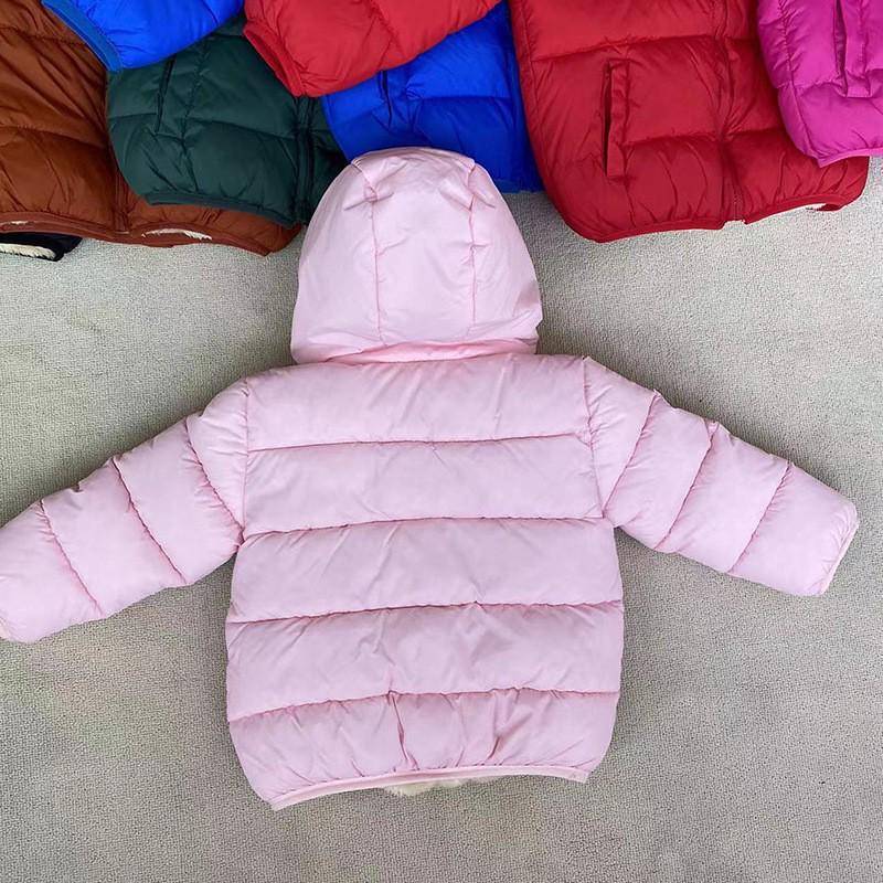 Unisex Kids' Thickened Velvet Hooded Cotton Jacket for Winter