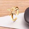 Nidin New Hip Hop Rock Five Star Rings Men Women Luxury Gold  Color Rhinestones Zircon Pentagram Adjustable Wedding Party Gift