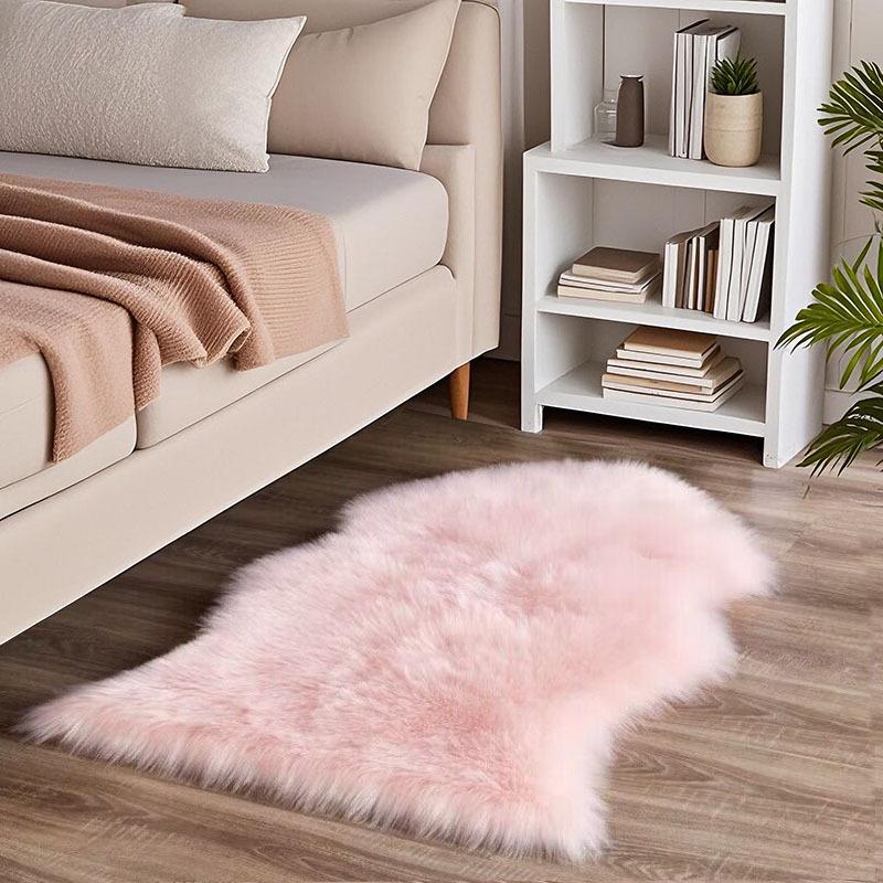 Plush Imitation Wool Carpet & Chair Cushion - Thick Decorative Floor Mat & Bedside Rug for Living Room