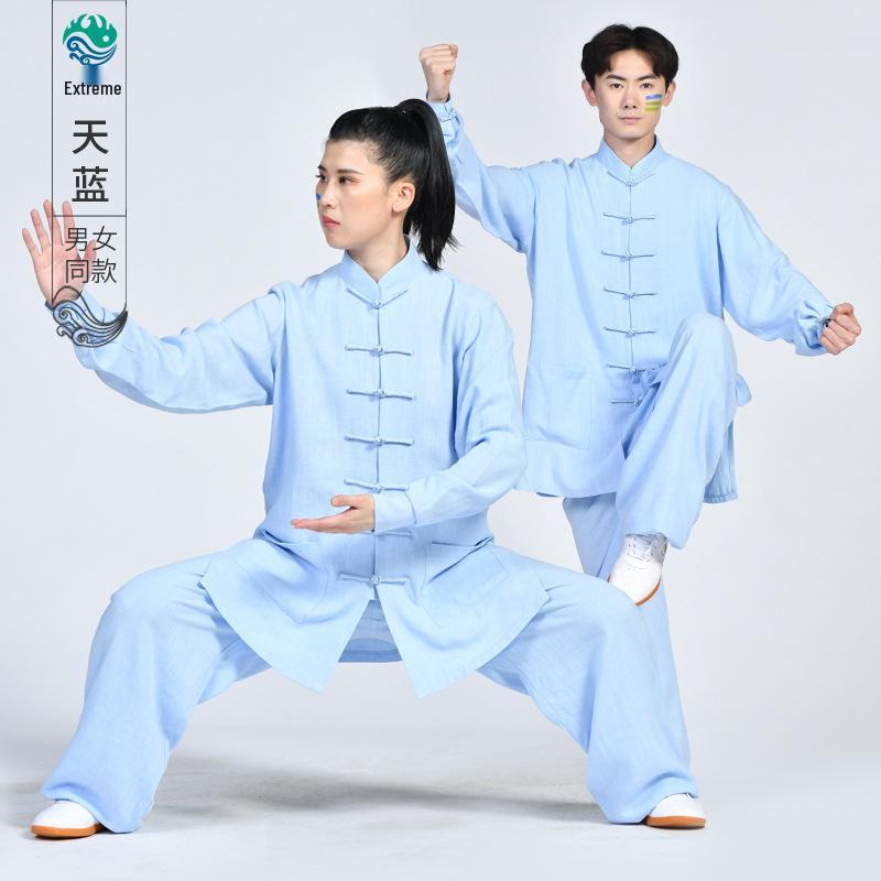 Unisex Cotton Linen Tai Chi Performance Suit - New Chinese Style Long Sleeve Wushu Practice Outfit