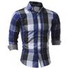 Camicia a Quadri da Uomo a Maniche Lunghe Moda Revers Casual Camicia da Uomo a Maniche Lunghe Top