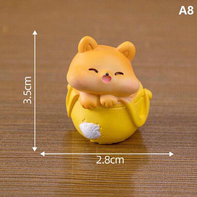 Cute Figurines Miniature Cartoon Chubby Cat Resin Ornament Micro Landscape D GF