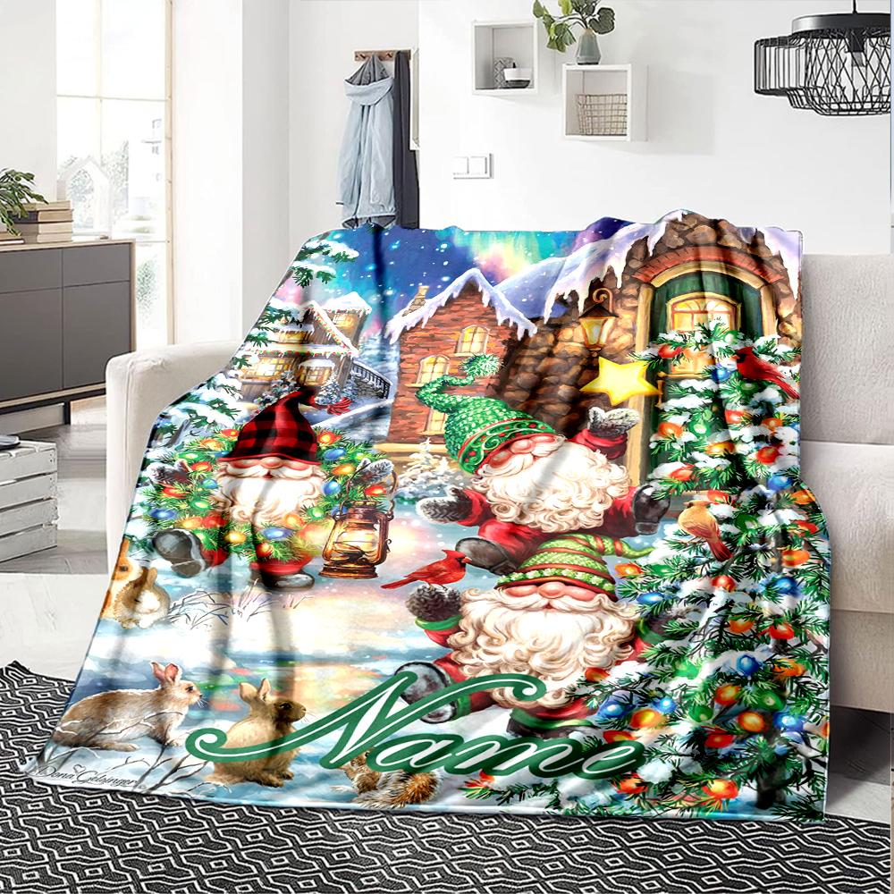 Custom Name Christmas Street Theme Printed Blanket - Perfect for Couch, Bed, Travel & Outdoor Use | Machine Washable, Cozy & Durable.