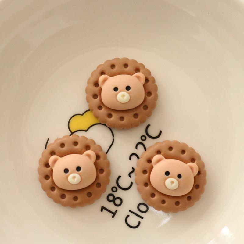 Milk Tea Color Bear Biscuits DIY Resin Handmade Jewelry Accessories Cream Glue Hairpin Brooch