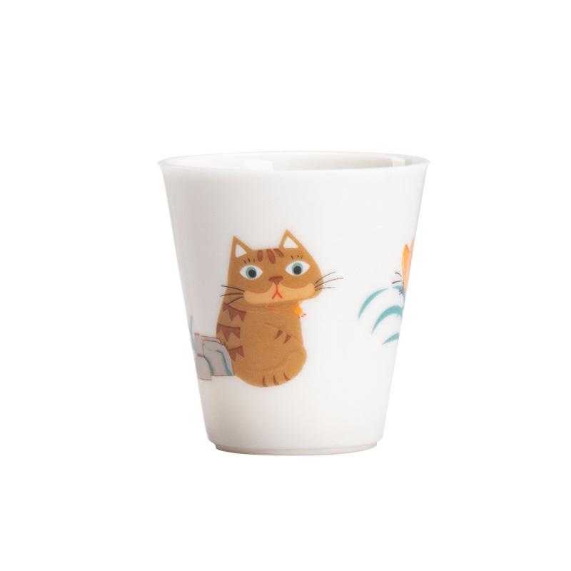 45ML Cat Tea Cup Gongfu Tea Set Smelling Cup Handmade Ceramic Zen Chinese Tea Ceremony