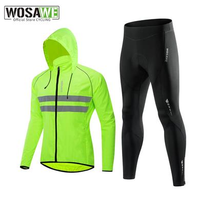 Cycling Sets WOSAWE Men's Windproof Jacket Gel Padded Fleece Long Pants Outfits