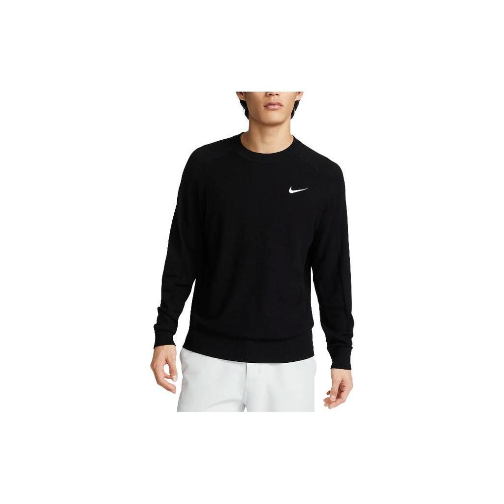 Nike Solid Color Logo Pullover Crew Neck Long Sleeve T-Shirt Men Tops Black DR5292-010