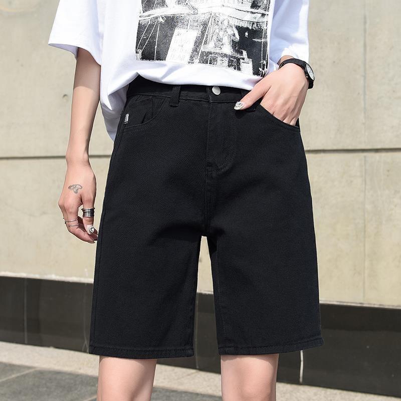 

Denim Five-point Pants Women s Summer Korean Version of The High-waisted Loose and Thin Straight Short-sleeved Shorts XS